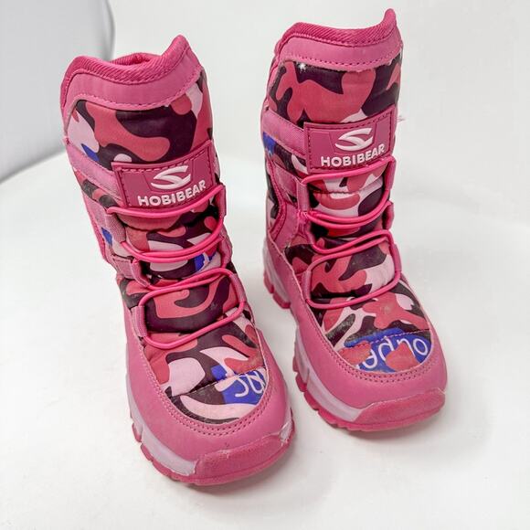 Hobibear Pink Faux Fur Lined Waterproof Baby Toddler Snow Boots, EUC, Size 2 - Picture 3 of 11